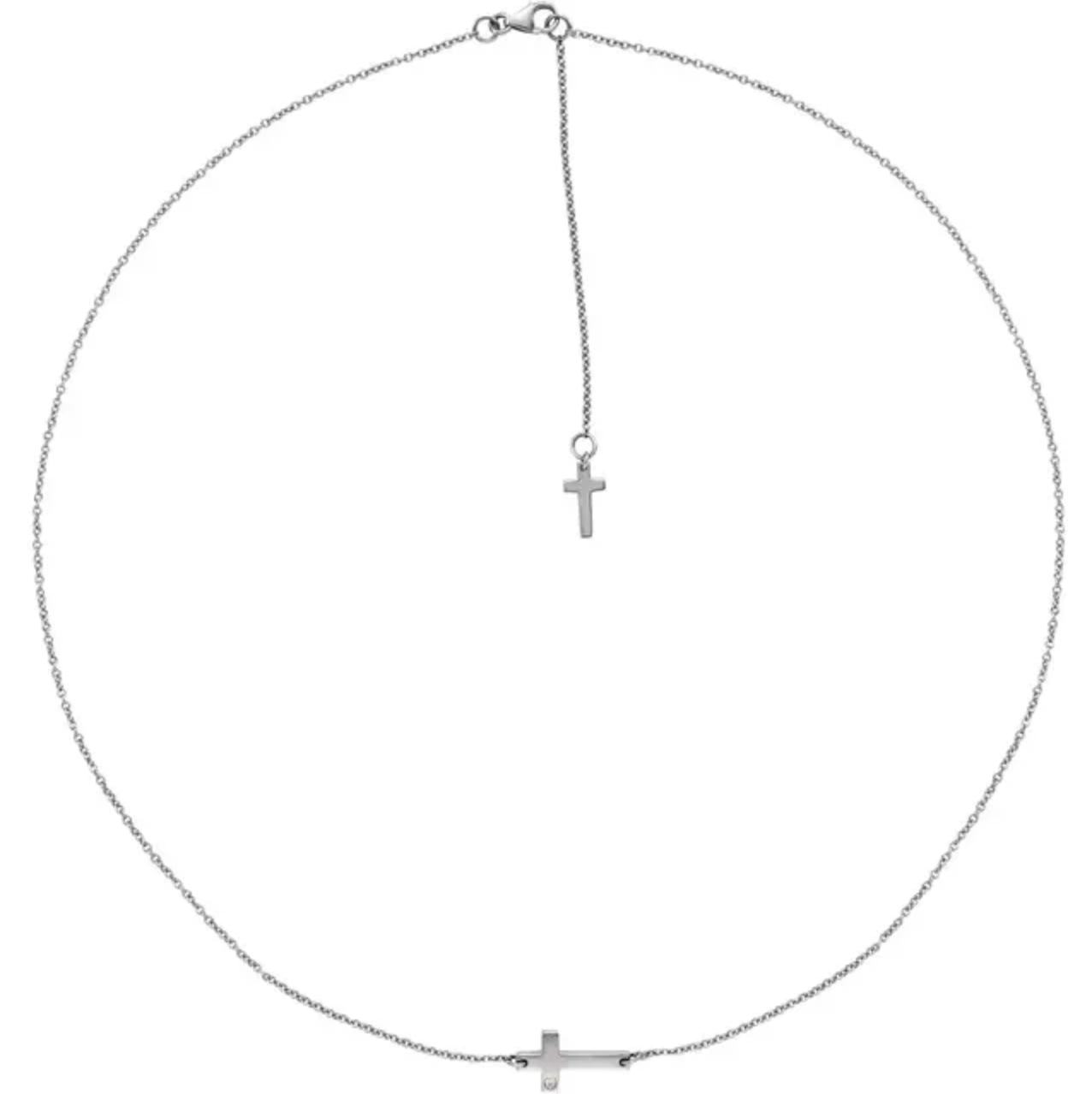 Two-Way Accented Cross and Diamond Necklace in Solid Gold