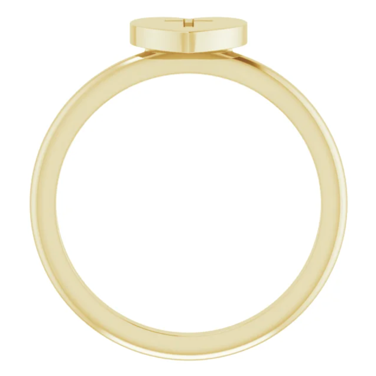Stamped Cross Heart Ring in 14k Gold or Sterling Silver