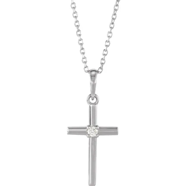 Natural Diamond in Cross Necklace in Solid Gold