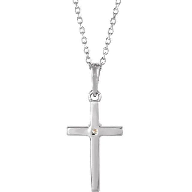 Natural Diamond in Cross Necklace in Solid Gold